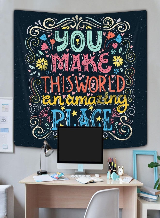 iTapnoom Inspirational Word Tapestry Wall Hanging for Teacher Students, You Make this World an Amazing Place Romantic Love Quote Design Wall Decor Tapestries for Classroom Office Dorm - Image 2